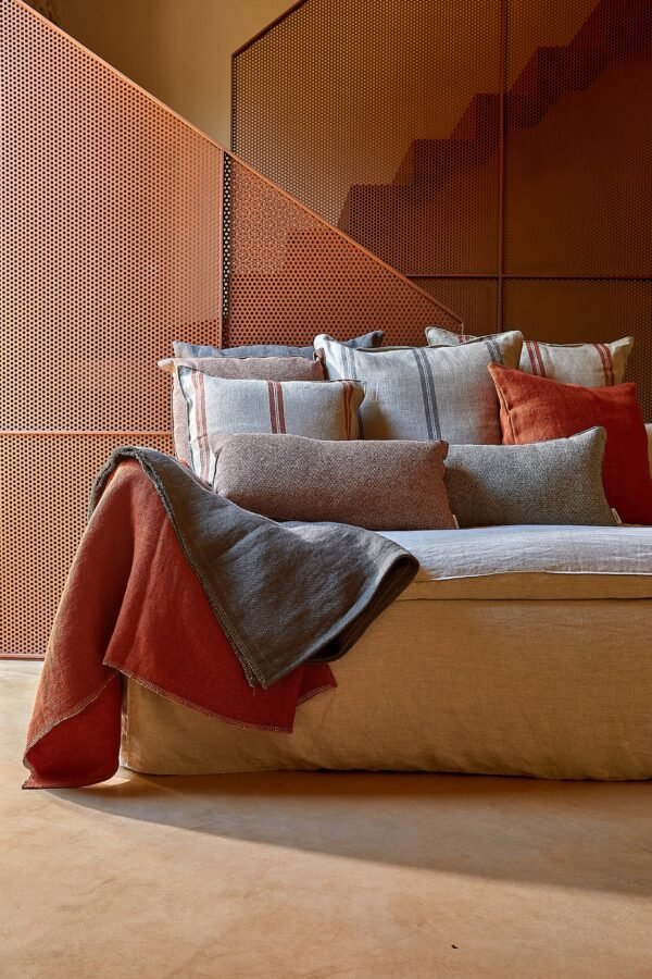 Cojín de lino Vasili Line - Plomo