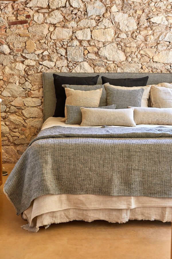 Cojín de lino Amedeo - Gris jaspeado