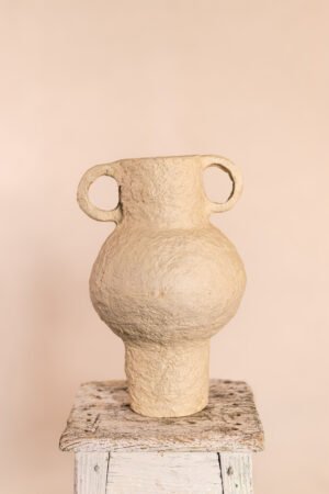 Jarrón papel maché con asas