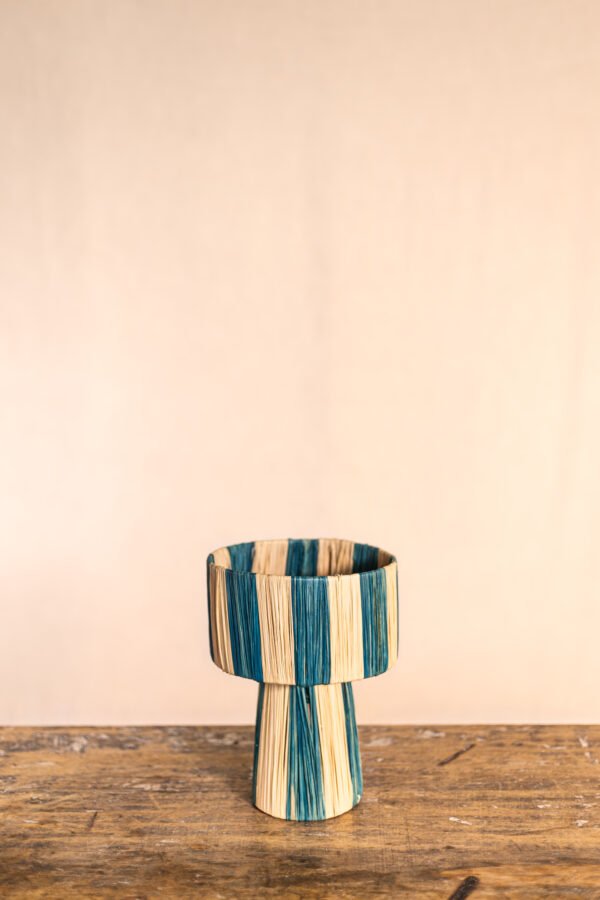 Lámpara de rafia turquesa