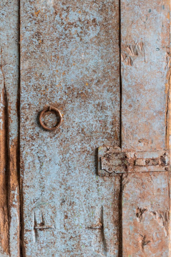72 La Foret-3487 Puerta antigua Marroquí con pátina azúl
